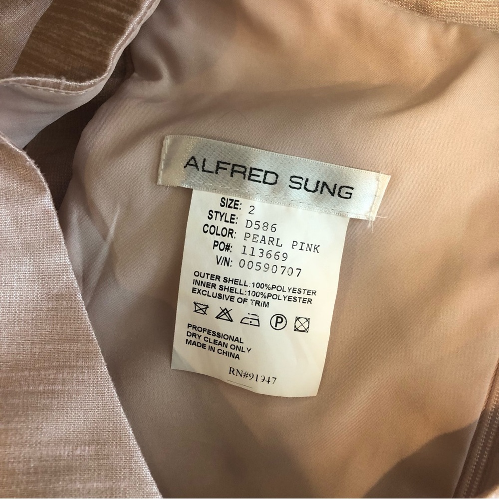 ALFRED SUNG Pale Pink Sleeveless V-Neck A-Line Dress - Picture 3 of 3